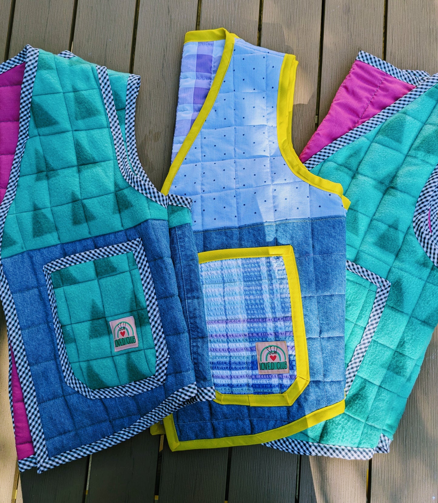 Quilted Ladies Denim Mix Waistcoat