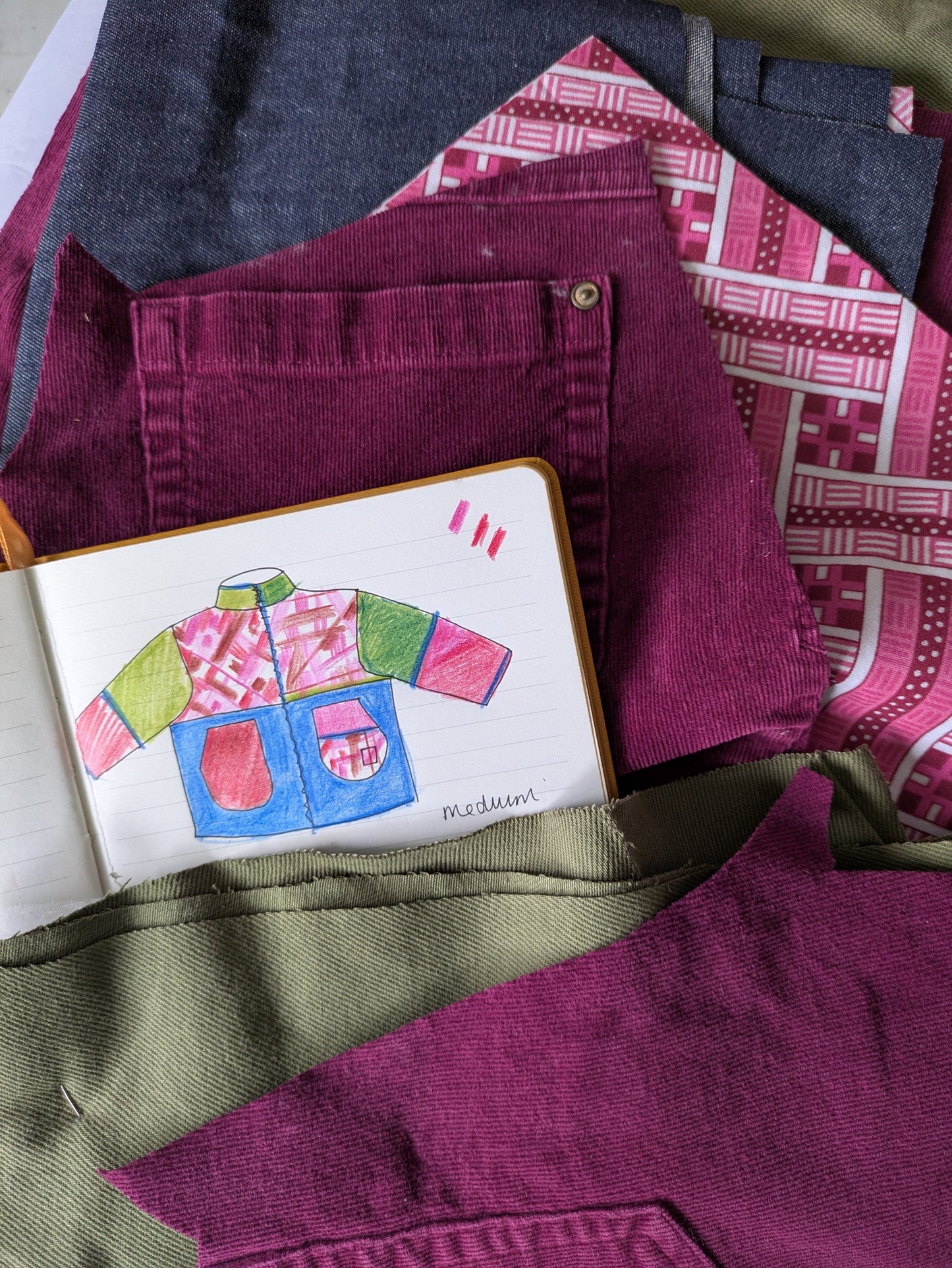 Burgundy Geometric Quilted Jacket