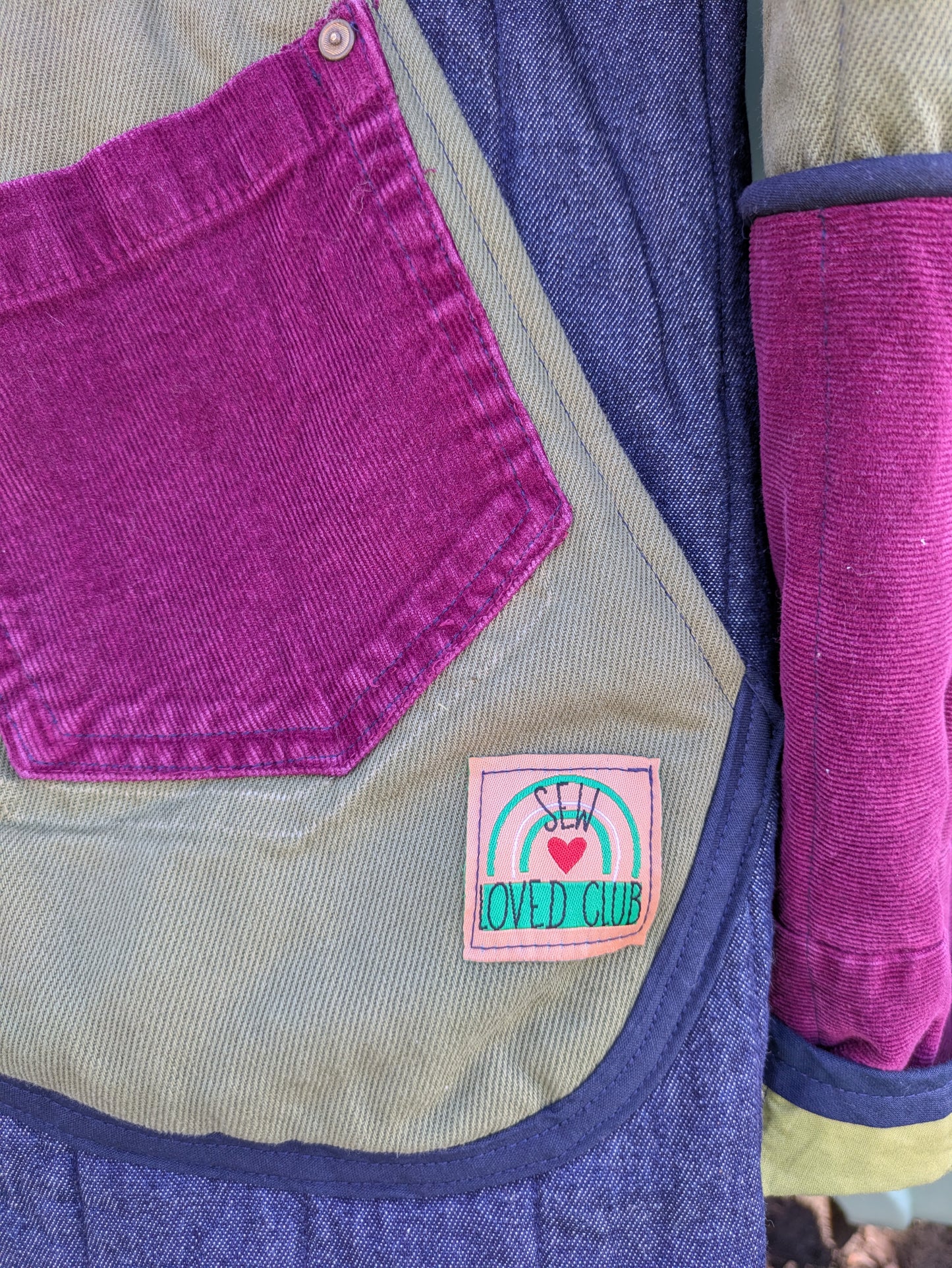 Burgundy Geometric Quilted Jacket