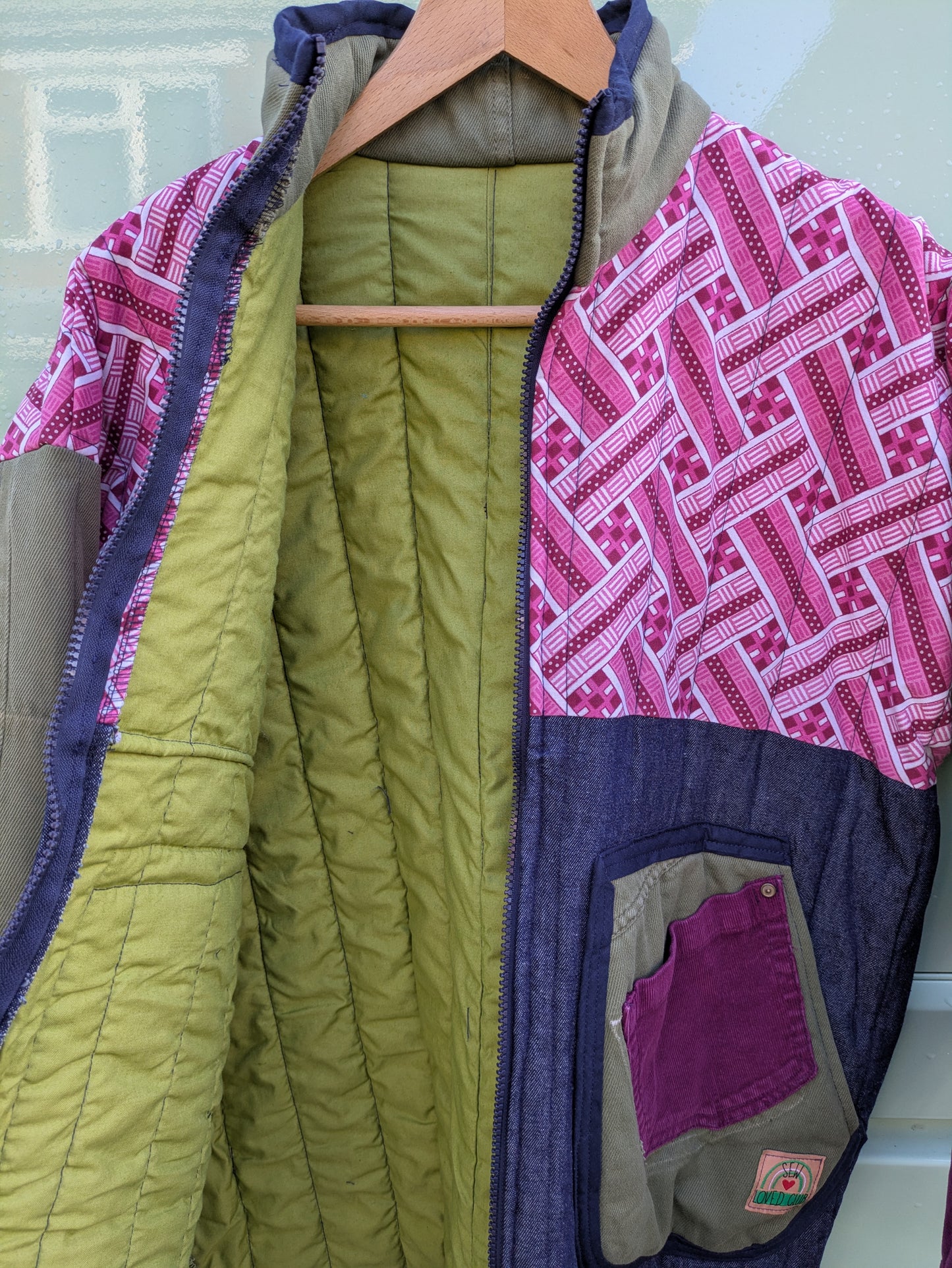 Burgundy Geometric Quilted Jacket