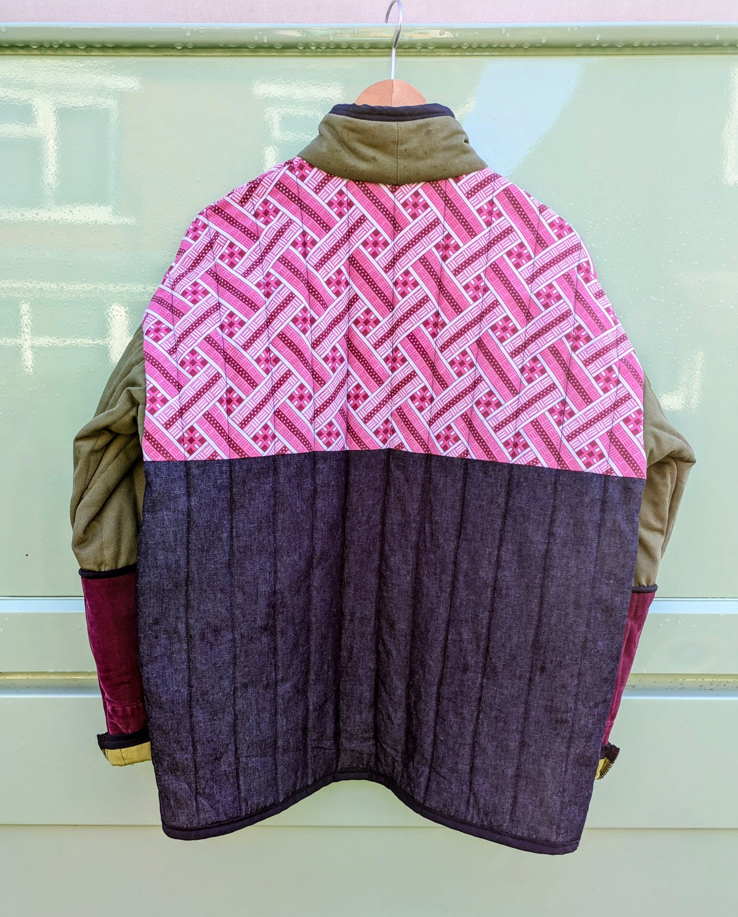 Burgundy Geometric Quilted Jacket