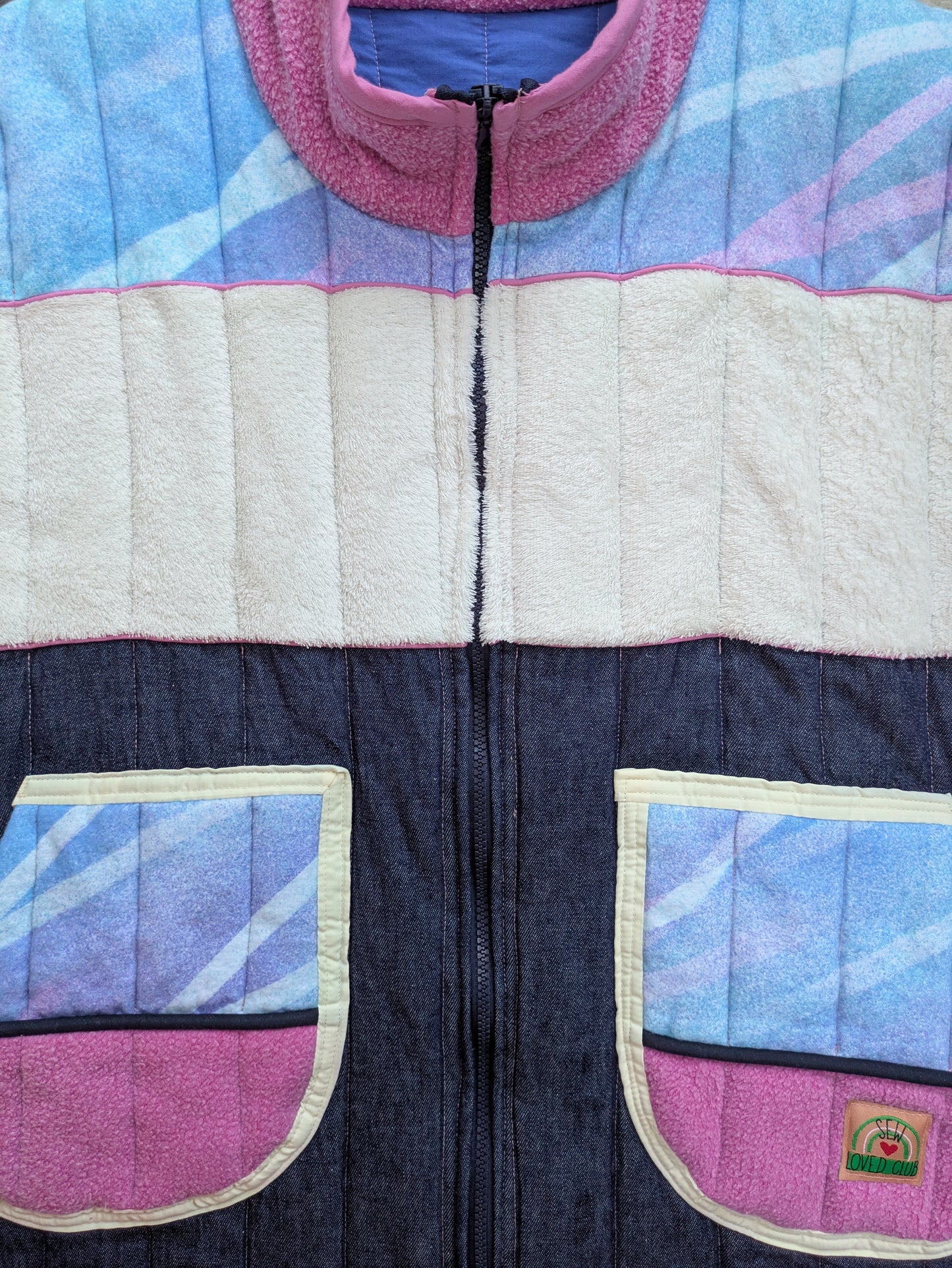 Patchwork Blue and Pink Jacket