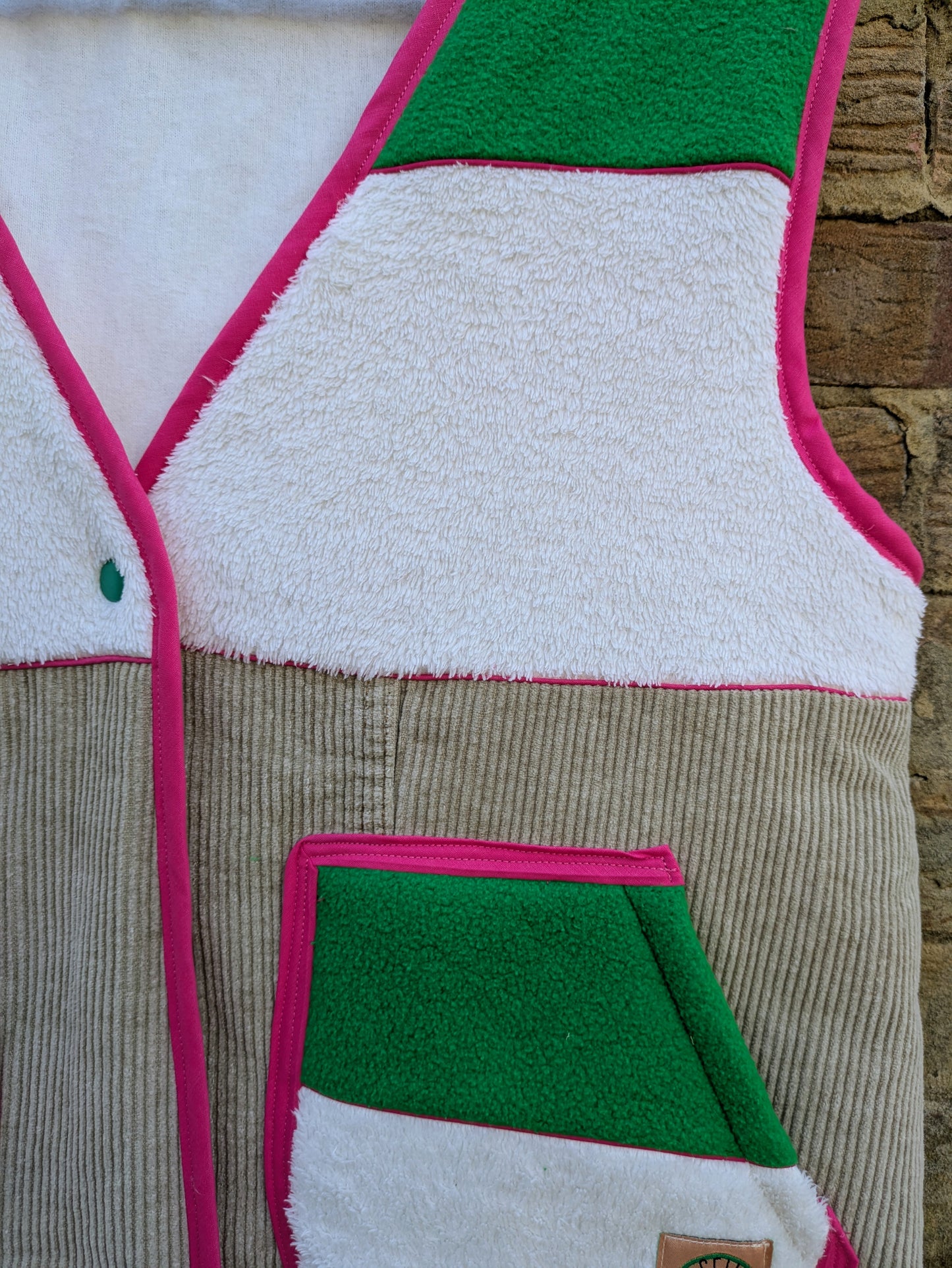 Bright Green and Pink Cosy Gilet