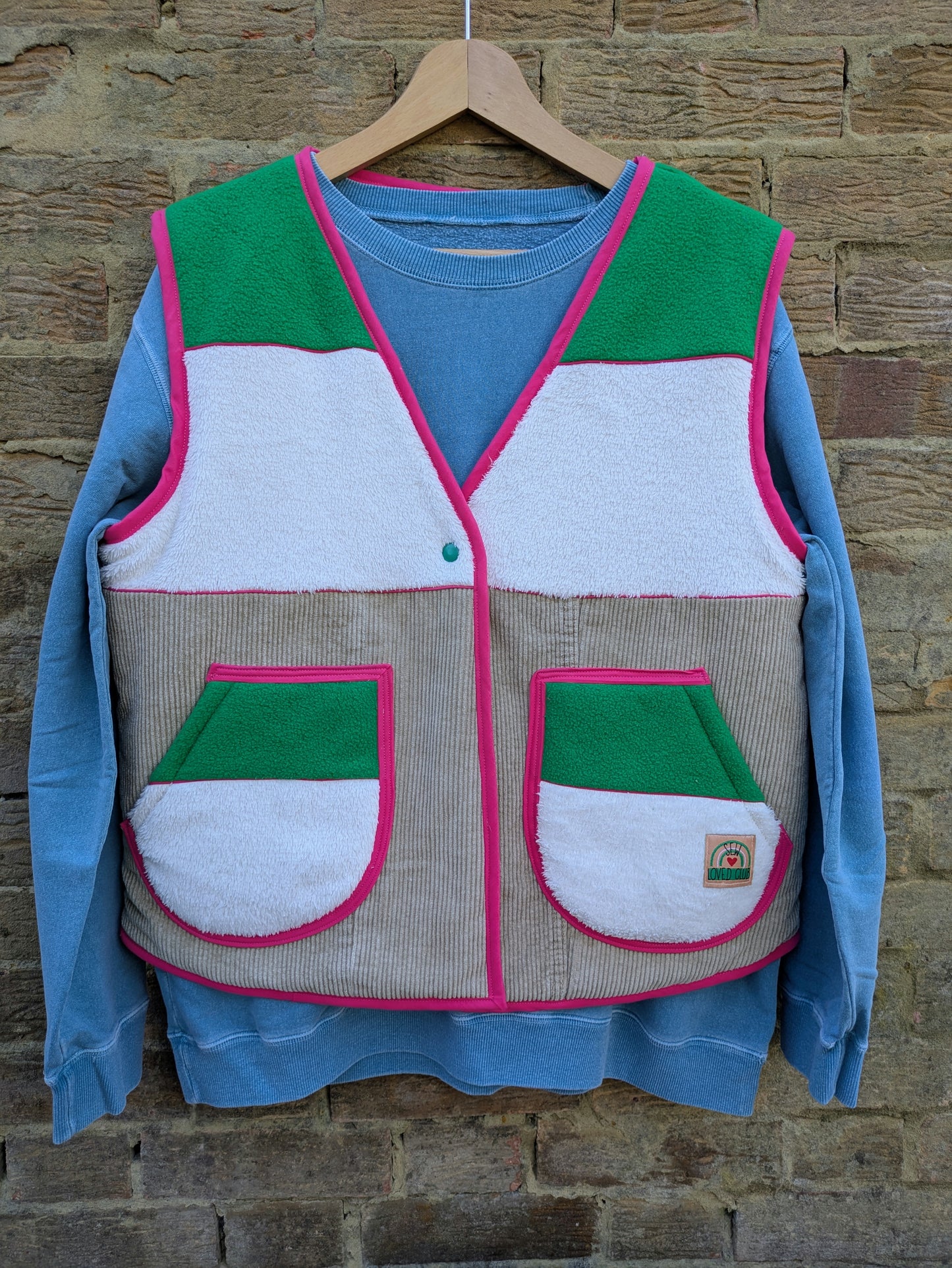 Bright Green and Pink Cosy Gilet